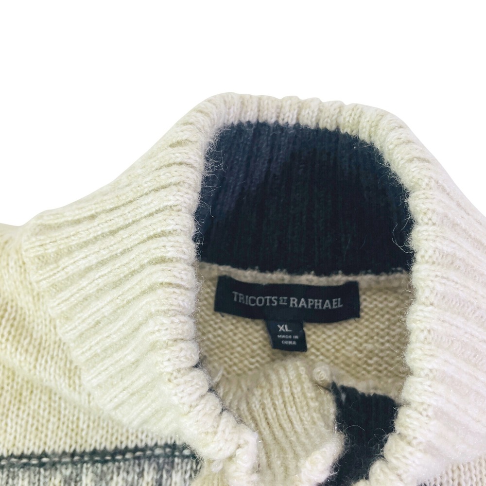 VTG Tricots St Raphael Fair Isle Sweater Mens XL Nordic Button Mock Neck - Picture 4 of 8
